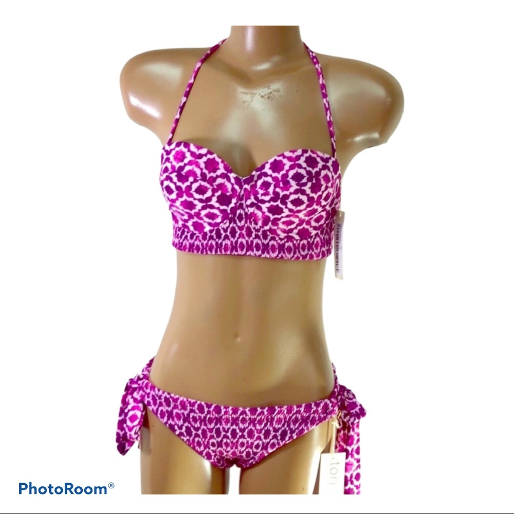 TORI PRAVER 'Seafoam' Eggplant Bikini; Push-Up